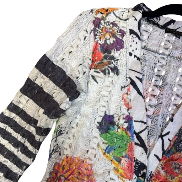Alberto Makali Button Up Top M Patchwork Art To Wear Mixed Media Floral Boho Y2K - Picture 5 of 12